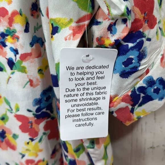 Woman Within Womens Plus Quarter Sleeve Tab Front Floral Flowy Tunic Blouse - Picture 8 of 16